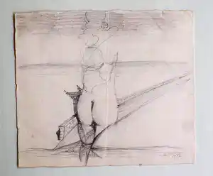 Joop Moesman - Studietekening voor 'Het Gerucht' verkocht voor € 1!