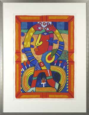 Clemens Briels - Zeefdruk, The closing of the chain - Ingelijst verkocht voor € 60!