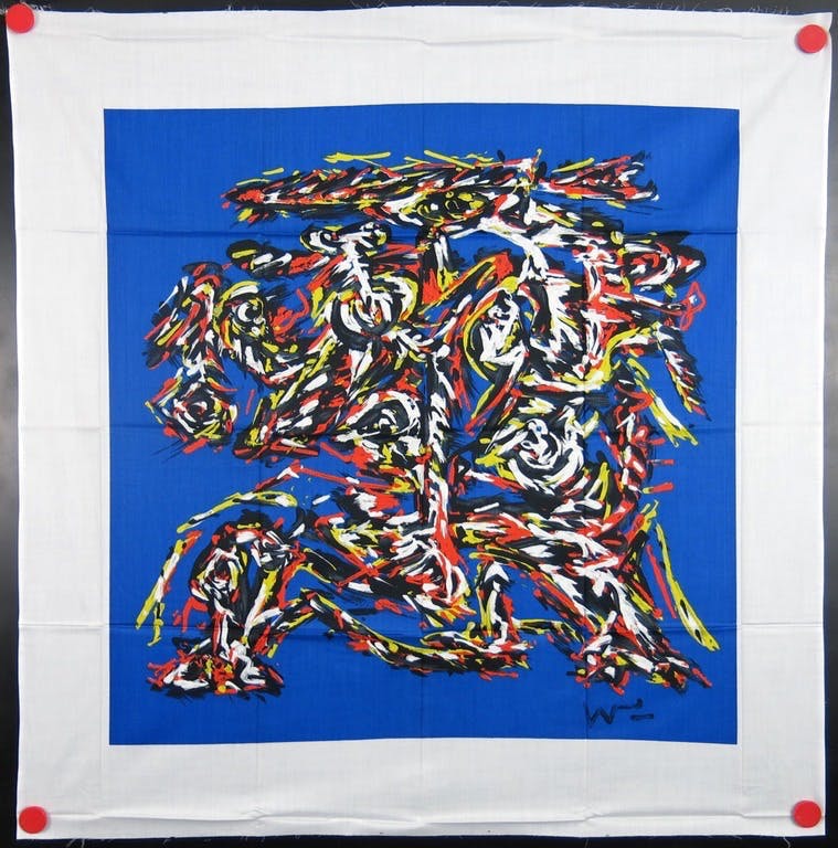 Theo Wolvecamp - Zeefdruk op katoenzijde, Compositie kopen? Bied vanaf 35!