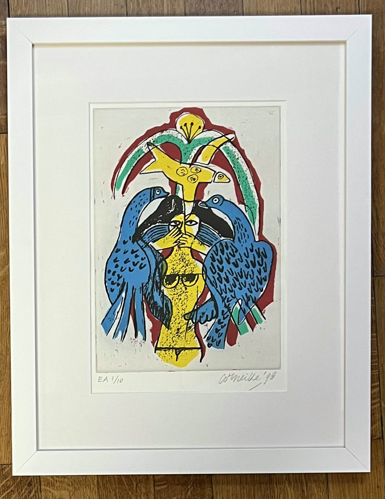 Corneille - Ingelijste gravure Vrouw en vogels, 1998 - Nummer EA 1/10 kopen? Bied vanaf 380!