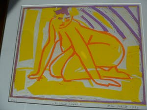 Pim Schilt - Linosnede, titel, Knielend Naakt, uit 1983 kopen? Bied vanaf 40!