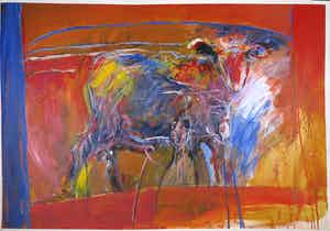 Franscz Witte - Gemengde techniek op papier, Abstract dier (Groot) verkocht voor € 1!