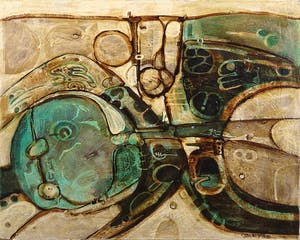 Jack Harden - Gemengde techniek op board, De paludische verdediger - Ingelijst kopen? Bied vanaf 60!