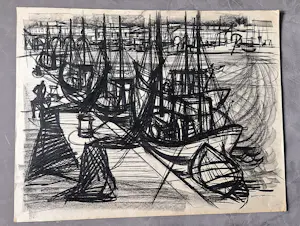 Charles thomas Nix - Grote gemengde techniek (litho-potlood-inkt) "vissershaven" gesigneerd kopen? Bied vanaf 31!
