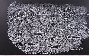 Niet of onleesbaar gesigneerd - Litho, Vis Vijver - Ingelijst kopen? Bied vanaf 1!