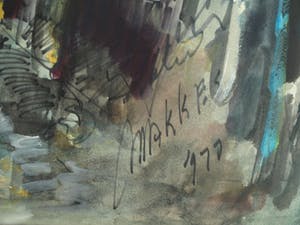 Jan Makkes - Gemengde techniek , GROOT , Stadspoort – ingelijst – 1977 kopen? Bied vanaf 1!