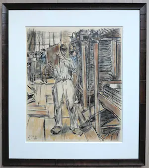Jan Toorop - Perserij in kaarsenfabriek, litho (mooi ingelijst) kopen? Bied vanaf 395!