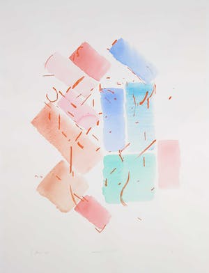 Jaap Hillenius - Aquarel en litho, rood oranje (bewolkt) kopen? Bied vanaf 50!