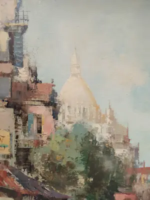 Charles Petit - Stadsgezicht Parijs met zicht op de Sacré-Cœur baseliek in Montmartre kopen? Bied vanaf 80!