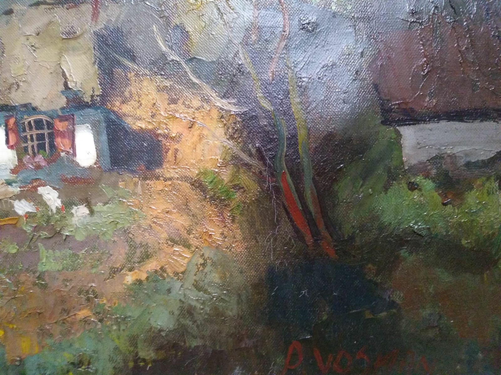 Niet of onleesbaar gesigneerd - Boeren landschap met kippen met mes opgezet kopen? Bied vanaf 1!