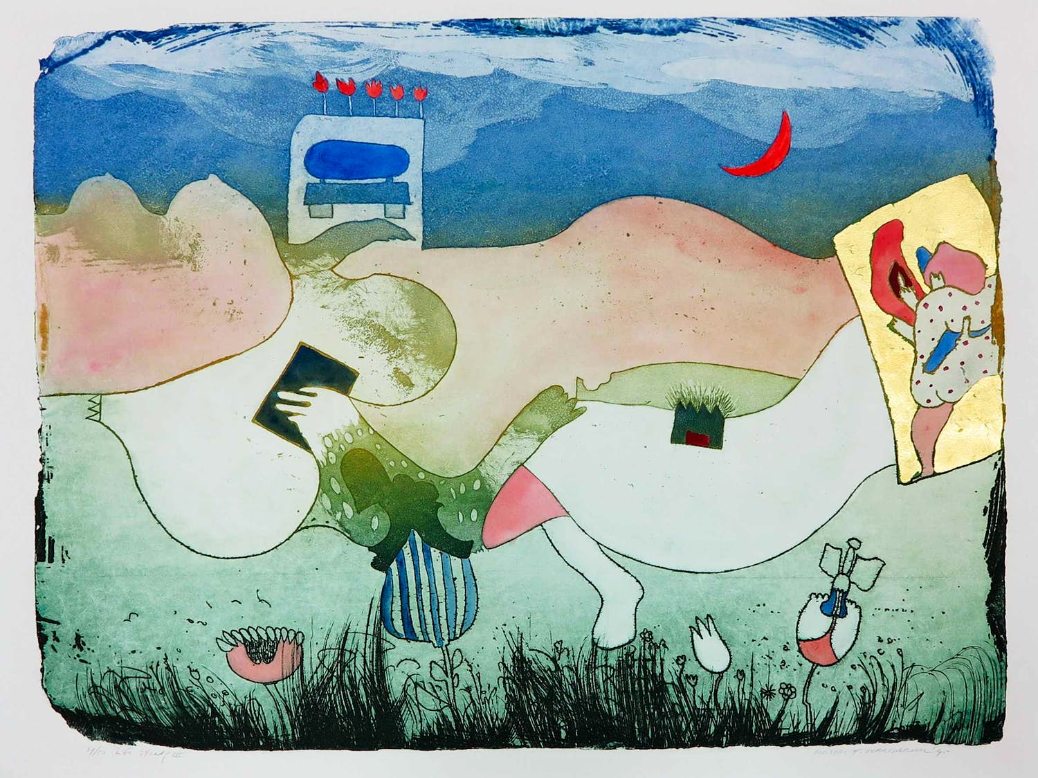Michel van Overbeeke - Ets/aquatint met bladgoud, Into Itself III kopen? Bied vanaf 50!