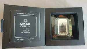Charlie Chaplin 100 YEARS OF LAUGHTER 1 oz .999 Silver Lenticular Coin Bar verkocht voor € 75!