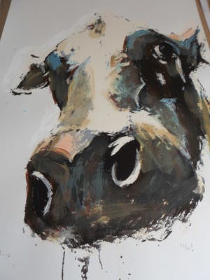 Theo Onnes - Zeefdruk. Titel. "Cow 2 ( Groot ) kopen? Bied vanaf 120!