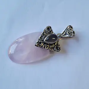 vintage sajen roze rozenkwarts sterling zilveren juwelen citrien  hanger kopen? Bied vanaf 75!