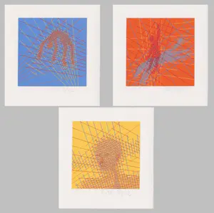 AcheterWillem F. Wagner - Drie handgesigneerde zeefdrukken: Geometrische Composities I, II, III? Enchérissez de 10!