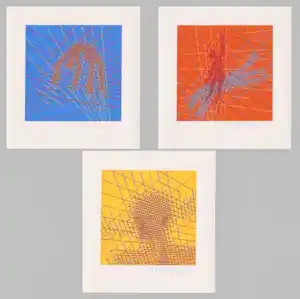 Willem F. Wagner - Drie handgesigneerde zeefdrukken: Geometrische Composities I, II, III vendu pour 45€ !
