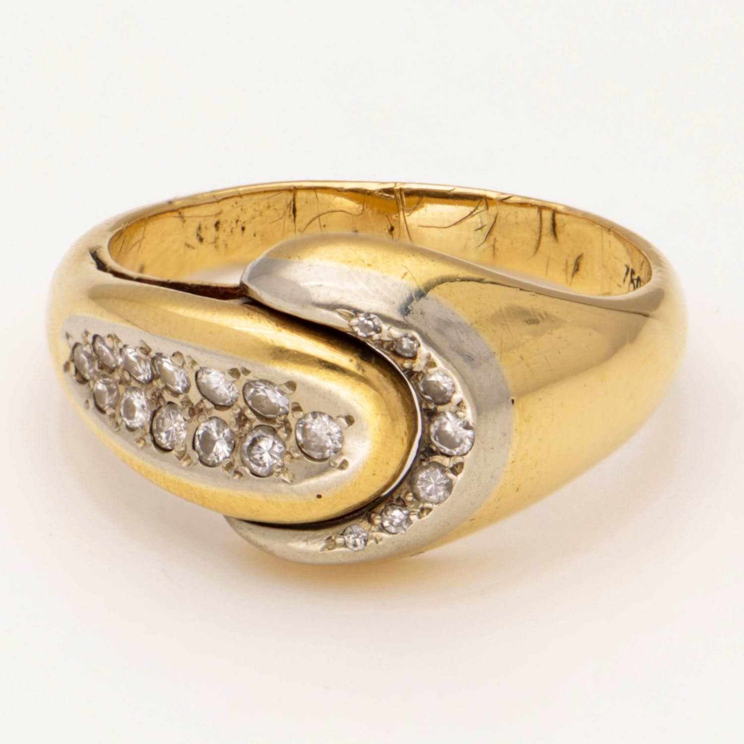 18 karaat Goud, Tweekleurig - Ring - 0.17 ct Diamanten verkocht voor € 275!