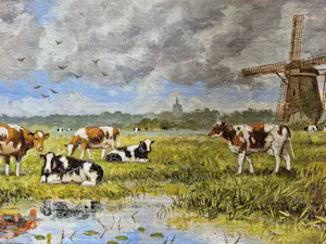 Albert Temming - olie op doek - Koeien in weidelandschap, gesigneerd kopen? Bied vanaf 195!