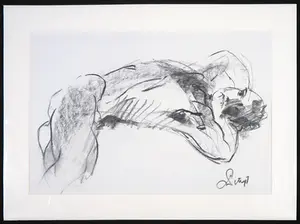 Franscz Witte - Krijttekening, Liggend naakt kopen? Bied vanaf 1!