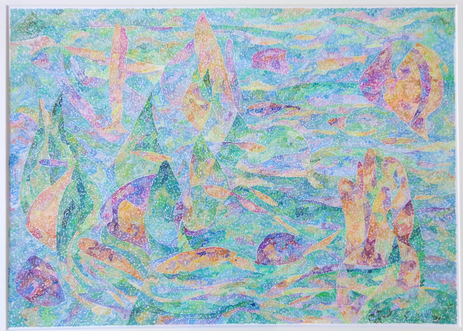 Elska 't Hoen - TROPISCH AQUARIUM / ORIGINEEL WERK / 68x87cm / KADER verkocht voor € 35!