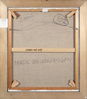 Martin van Wordragen - Olieverf op doek, Jongen met pup - Ingelijst kopen? Bied vanaf 300!