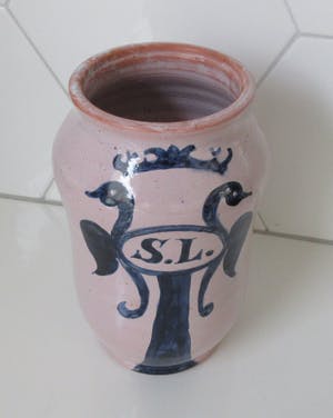 Niet of onleesbaar gesigneerd - Italiaanse majolica blauwe en witte Albarello kopen? Bied vanaf 10!