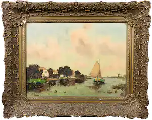 Henri Endlich - Olieverf op doek, Zeilscheepje op de vaart - Ingelijst verkauft für € 50!