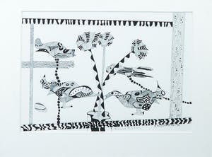 Hans Schoots - Pentekening, Zonder titel - Ingelijst kopen? Bied vanaf 1!