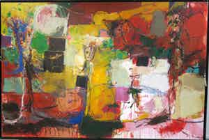 Rik van Iersel - Olieverf op doek: Something in the Air (ZEER groot) verkocht voor € 1500!