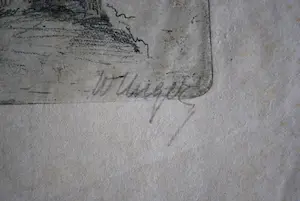 William Unger - Landschap met een bergmeer - handgesigneerde ets - ingelijst - kopen? Bied vanaf 35!