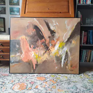 Marthy van Casteren - Abstract expressief schilderij in aardetinten kopen? Bied vanaf 100!