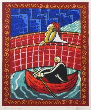 Jacques Tange - Zeefdruk, Under the bridge - Ingelijst kopen? Bied vanaf 70!