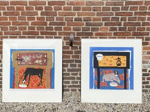 Betty Scheer - Zwarte hond onder tafel kopen? Bied vanaf 75!