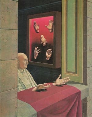 Chris van Geest - Zeefdruk , Paus met losse handen – 62,5 x 50 cm kopen? Bied vanaf 40!