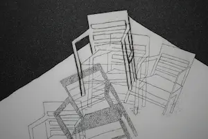 Anneke van der Mandele - Stoeltjes - ets - oplage 50 kopen? Bied vanaf 65!