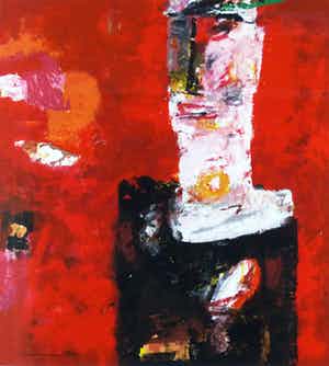 Nico Molenkamp - Theaterfiguur, zeefdruk (mooi ingelijst, groot) verkocht voor € 1!