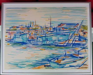 Gillis van Oosten - Havengezicht met rustende bootjes kopen? Bied vanaf 25!