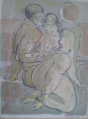 Guy Renne - (1925-1990)-litho verliefd koppel, fijntjes weergegeven. kopen? Bied vanaf 135!