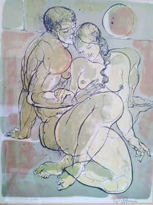 Guy Renne - (1925-1990)-litho verliefd koppel, fijntjes weergegeven. verkocht voor € 135!
