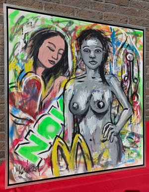 Peter Klashorst - Girls, girls, girls, acrylverf op doek (groot, mooi ingelijst) kopen? Bied vanaf 350!