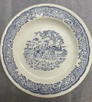 Wedgwood - Set van 6 Antieke Blauw-Witte Dinerborden - Coaching Scenes - 25cm kopen? Bied vanaf 25!