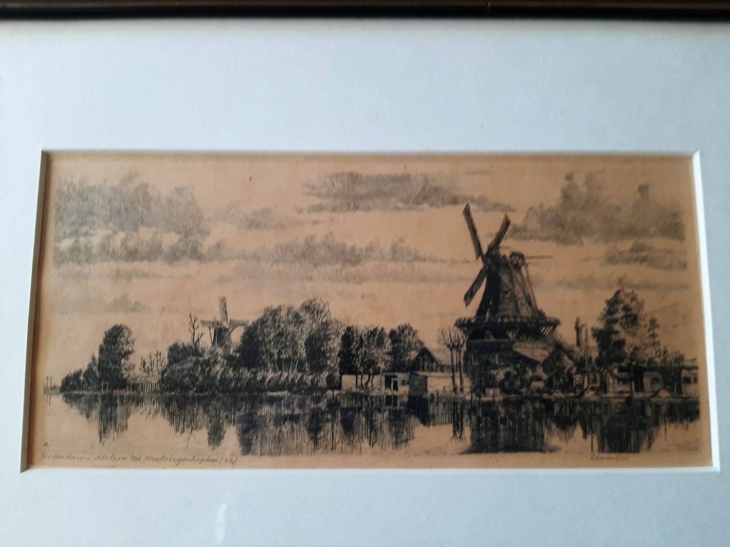 Jaap Lindeijer - Ets, Rotterdam, Molen a/d Kralingscheplas. verkocht voor € 35!