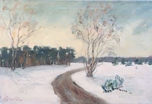 Claas Prins - C3879-20, Sneeuwlandschap met zandpad kopen? Bied vanaf 75!