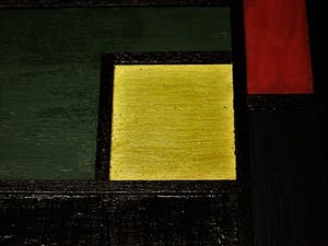 Pjotr van Oorschot - Geometrische Hout en Acrylverf Collage "Hommage a de Stijl" gesigneerd kopen? Bied vanaf 10!
