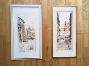 Niet of onleesbaar gesigneerd - Roma - 2x aquarel, in lijst kopen? Bied vanaf 1!