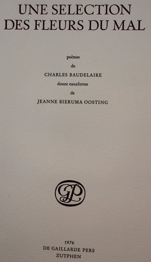 AcheterJeanne Bieruma Oosting - Map met 12 etsen: Une selection des fleurs du mal - 1976? Enchérissez de 250!