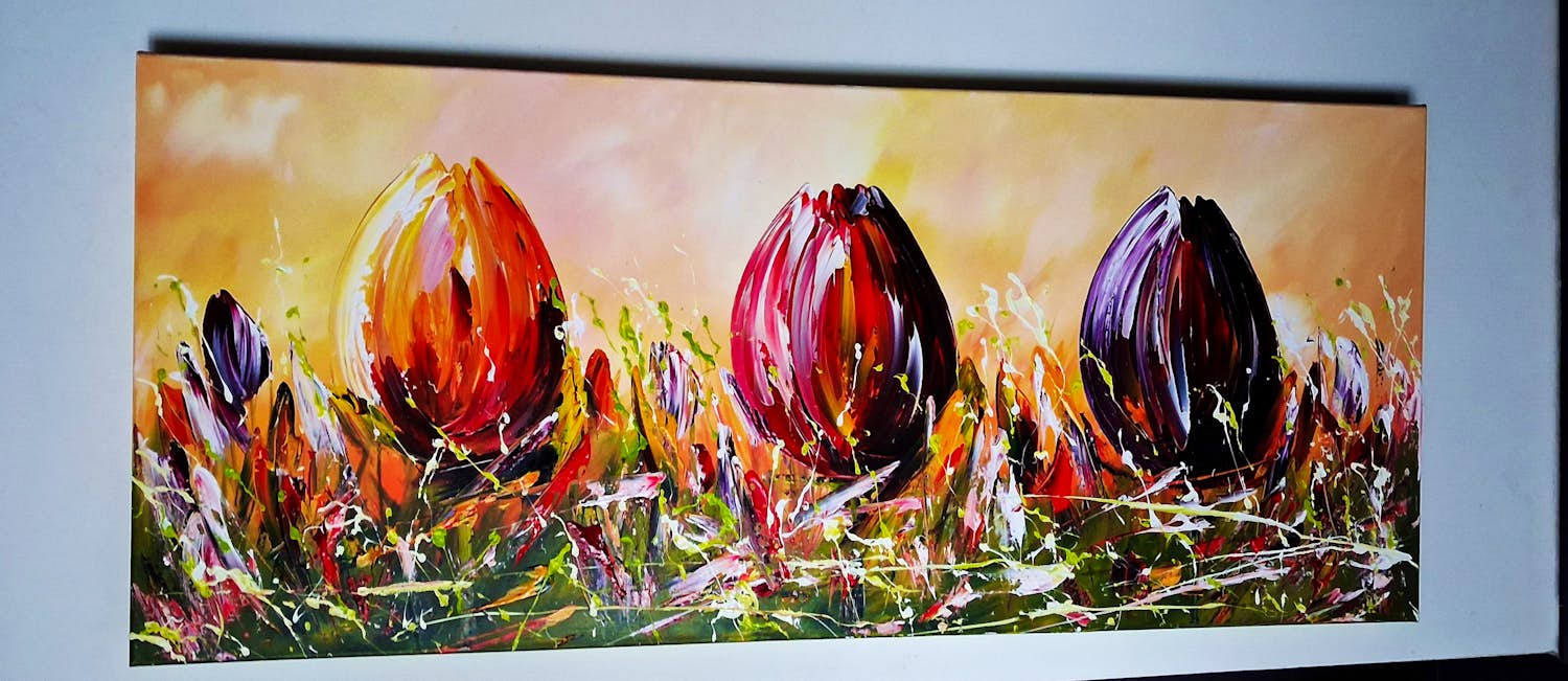 Gena - 'Tulpen'(groot schilderij) kopen? Bied vanaf 255!