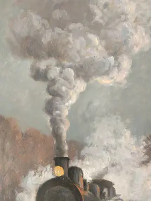 Jan Scholten - Stoomlocomotief door winters landschap kopen? Bied vanaf 250!