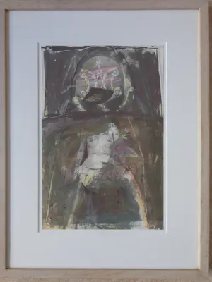 Miguel Ybanez - NAAKT MET ABSTRACTIE / KLEURLITHO / 71x54cm / KADER / SIG kopen? Bied vanaf 50!