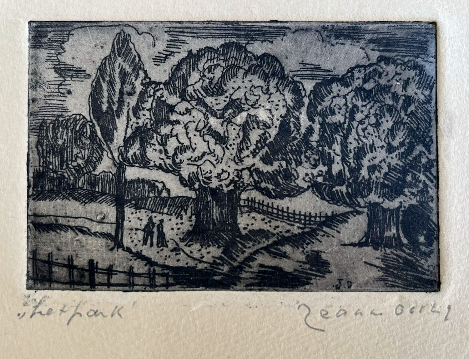 Jeanne Bieruma Oosting - 'Het park' - zeldzame ets uit 1933 kopen? Bied vanaf 80!